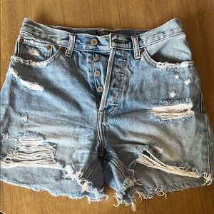 Abercrombie, 4” high rise denim Shorts, size 25